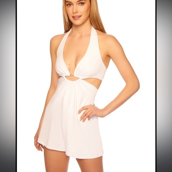 Susana Monaco half moon Halter Romper in Sugar NWT white - Picture 2 of 11